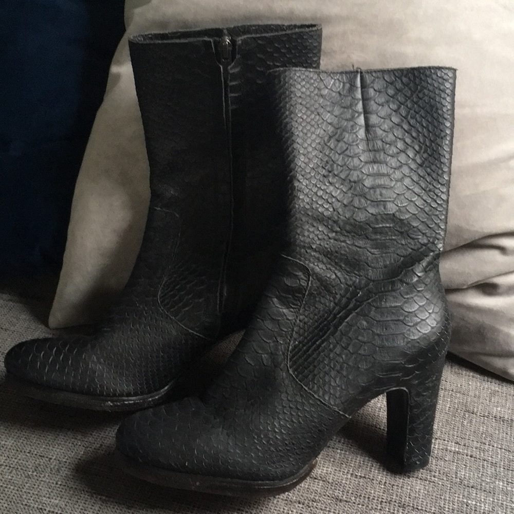 Liebeskind Python Embossed Leather Boots 9
